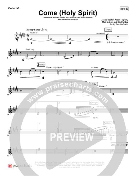 Come Holy Spirit Violin Sheet Music Pdf Vertical Worship Praisecharts