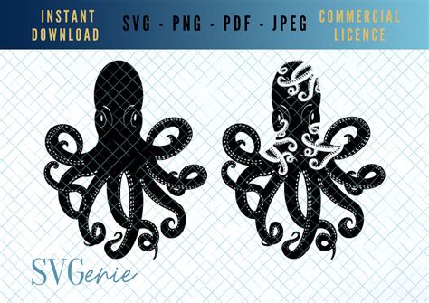 Octopus Svg Kraken Svg Octopus Silhouette Octopus Template Etsy