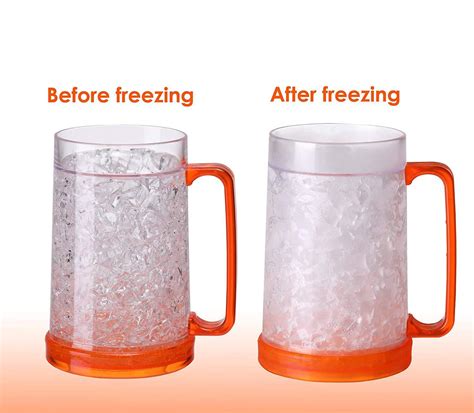 4 Pcs 16oz Double Wall Gel Frosty Freezer Ice Mugs Clear Ebay