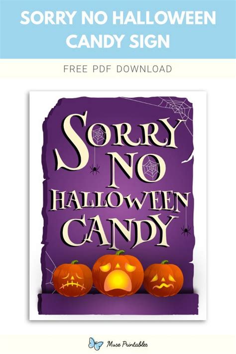 Printable Sorry No Halloween Candy Sign Template