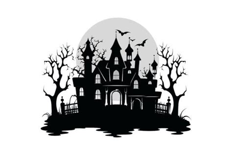 Halloween Hunted House Vector Shilhouett Graphic By Jesmindesigner