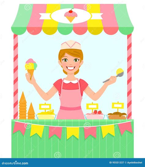 Ice Cream Seller Stock Vector Illustration Of Canopy 95551337