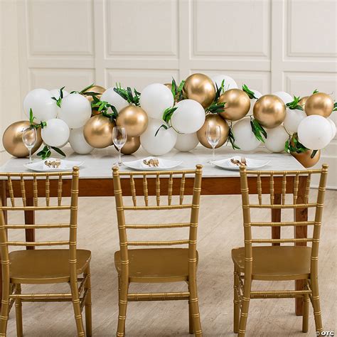 White And Gold Balloon Table Runner Kit 651 Pc