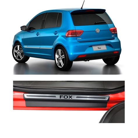 Kit Soleira Volkswagen Fox Premium Aço Escovado Resinado 2004 a 2015 4