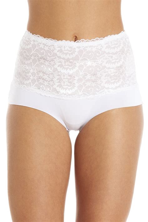 White High Waist Seamless Floral Lace Briefs