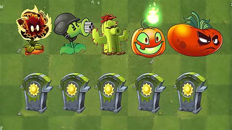 Pvz2 Challenge Every Plant Power Up 🆚 Normal Sun Tombstone Youtube