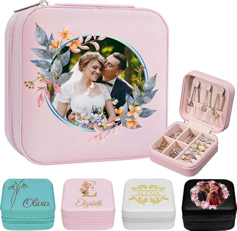 Gbvllexuii Personalized Travel Jewelry Box Flower For Women