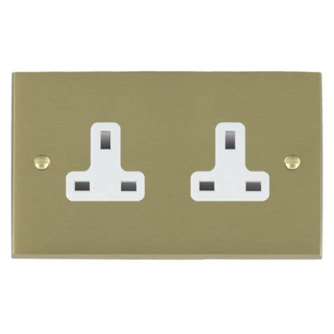 Hamilton Cheriton Victorian Satin Brass 2 Gang 13a Unswitched Socket