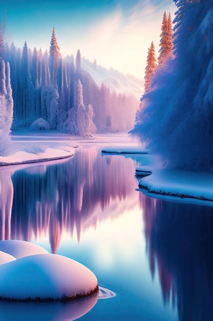 Premium Ai Image Beautiful Magical Winter Wonderland Landscape