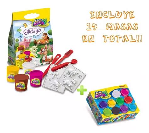 Kit Juego Fabrica De Dura Masa Granja Potes Plastilina