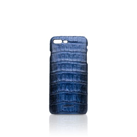 Iphone 7 Plus Cover - Degrade Navy Black Caiman Crocodile - Ammoment
