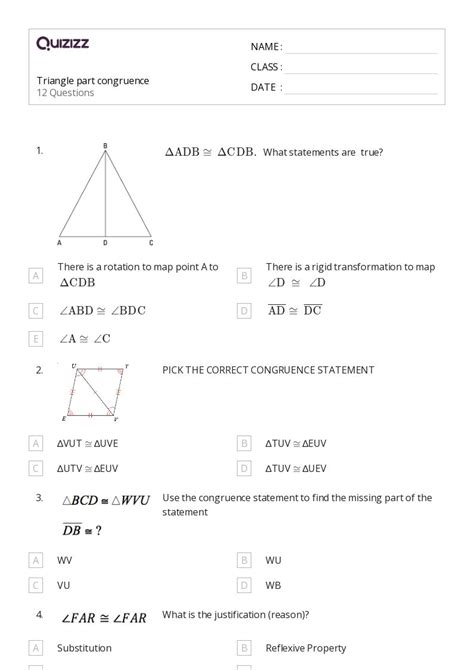 50 Congruence Worksheets For 10th Grade On Quizizz Free And Printable