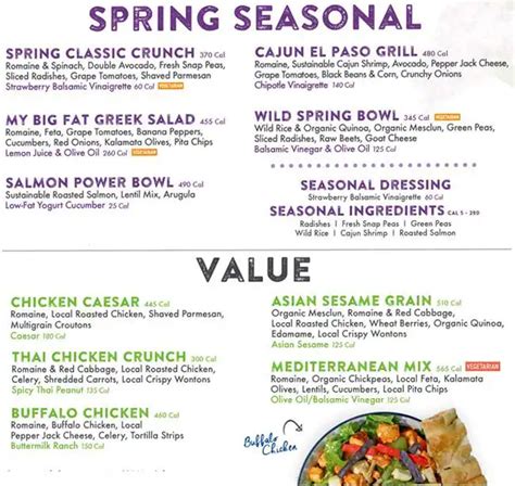 Menu at Just Salad pub & bar, New York City, 325 Hudson St