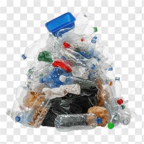 Pile Of Crushed Plastic Bottles And Containers Isolated On Transparent ...