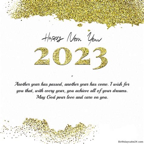 Glitter Gold Greeting Card Happy New Year 2023