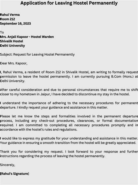 Hostel Room Change Application at Lorelei Rios blog