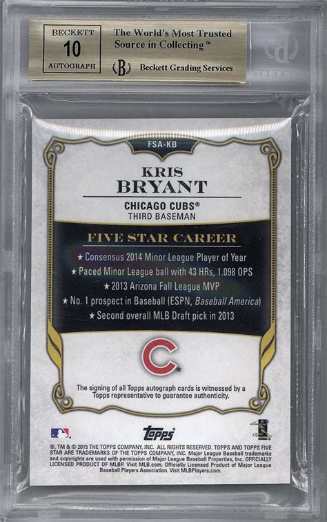 Lot Detail Kris Bryant Signed Topps Five Star Fsakb Rookie Card