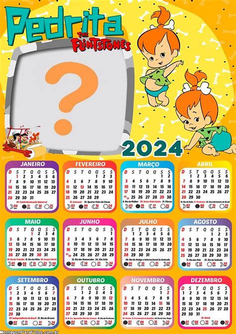 Calendário 2024 Pedrita Flintstone Fazer Montagem Grátis Colagem de Foto