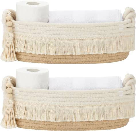 Amazon Roshtia Set Of 3 Boho Rattan Basket Cotton Rope Woven