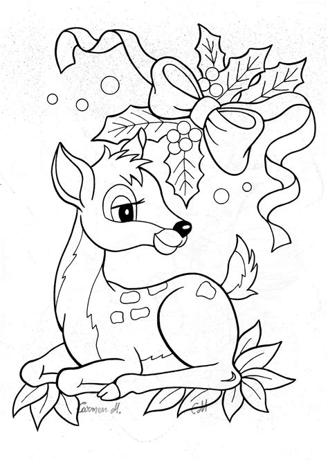 Colour It Sew It Trace It Etc Christmas Bambi Deer Christmas Printables Pinterest