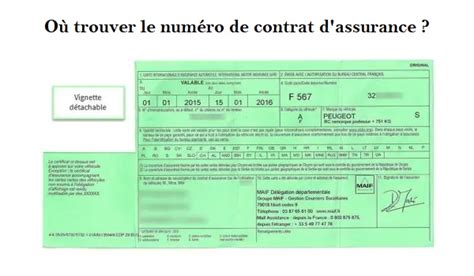 Numéro de contrat d assurance sur ma carte verte où est il