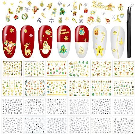 D Nagelsticker Weihnachten Jmeowio Bl Tter Gl Hen Nagelsticker