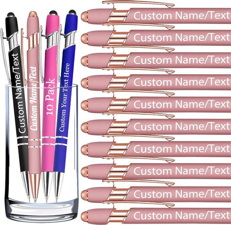 WBgjsnklbnl Personalized Pens With Name 10 Pack Custom Rose Gold Pens