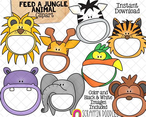Feed A Jungle Animal Clipart - Feeding Open Mouth Animals - Elephant