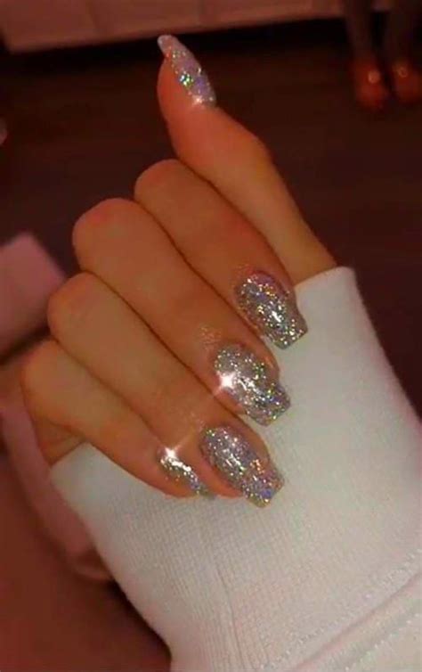 Pin En Silver Glitter Nails