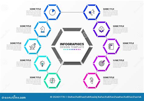 Infographic Template Hexagons Connected By A Line Stock Vector