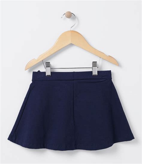 Short Saia Infantil Em Cotton Sem Estampa Tam A Anos Azul Marinho