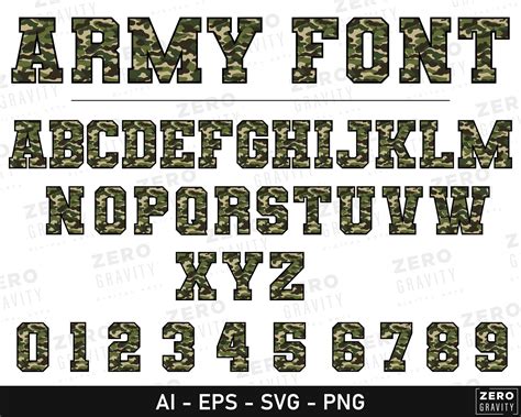 Army Font Svg Bundle Digital Varsity Font Svg Fonts Font Etsy