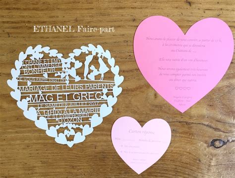 Faire Part Mariage Coeur Cisel Dentelle D Coup Dentelle Etsy