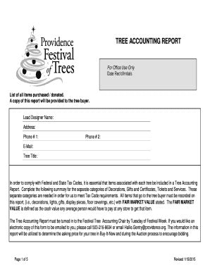 Fillable Online Oregon Providence TREE ACCOUNTING REPORT Providence