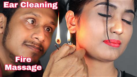 Female Ear Cleaning Ear Massage With Fire Ear Cracking Neck