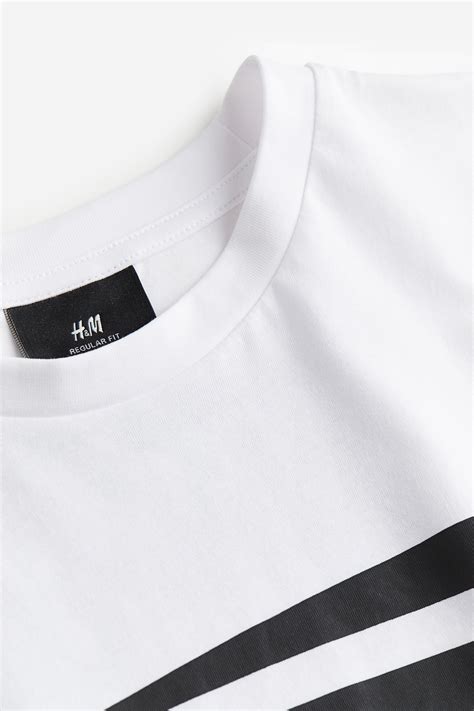 Regular Fit Printed T Shirt White Anywhere Men Handm Ca