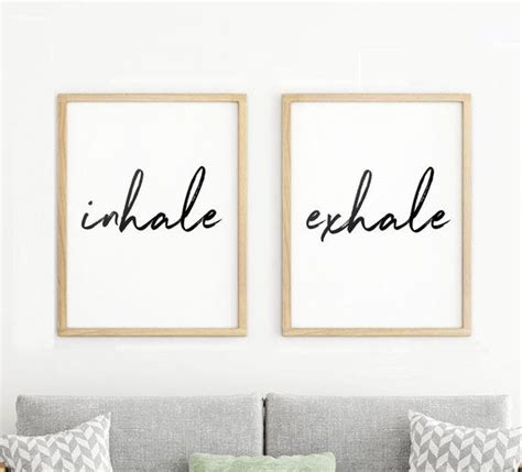 Inhale Exhale Printable Art Posters Set Of 2 Inspirational Decor