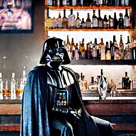 Stabilityai Stable Diffusion Darth Vader Sitting And Drinking At A Bar