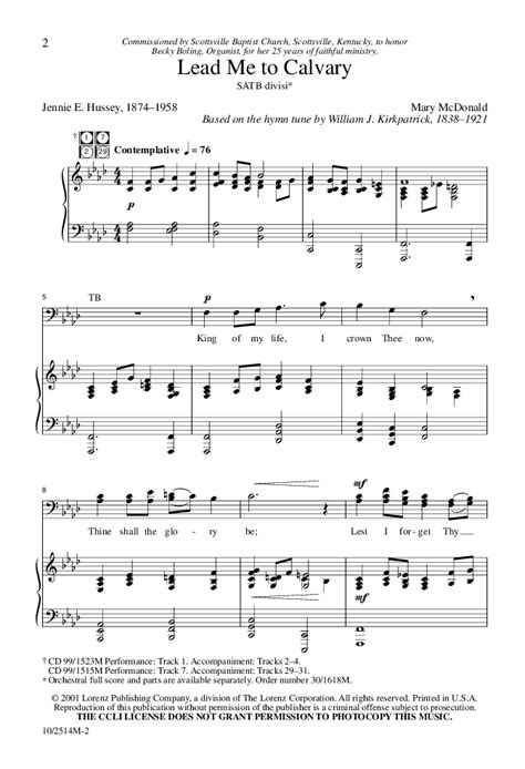 Lead Me To Calvary SATB By MCDONALD M J W Pepper Sheet Music