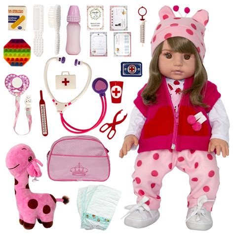 Boneca Grande Reborn Infantil Adora Castanho 100 Silicone No Shoptime