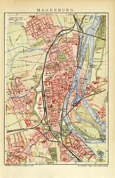 Magdeburg Historischer Stadtplan 1907 Archiv Historischer Bilder