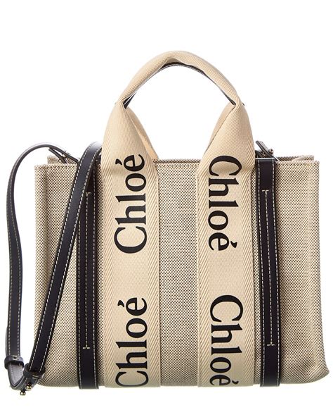 Chlo Woody Small Canvas Leather Tote In Multi Modesens