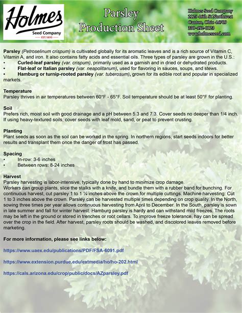 Holmes Seed Company – Parsley Growing Guide