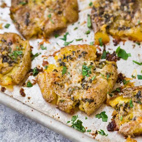 Smashed Potatoes With Garlic Butter And Parmesan Rachel Cooks®