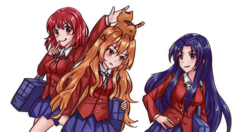 Anime Toradora Ami Kawashima Minori Kushieda Taiga Aisaka Fondo