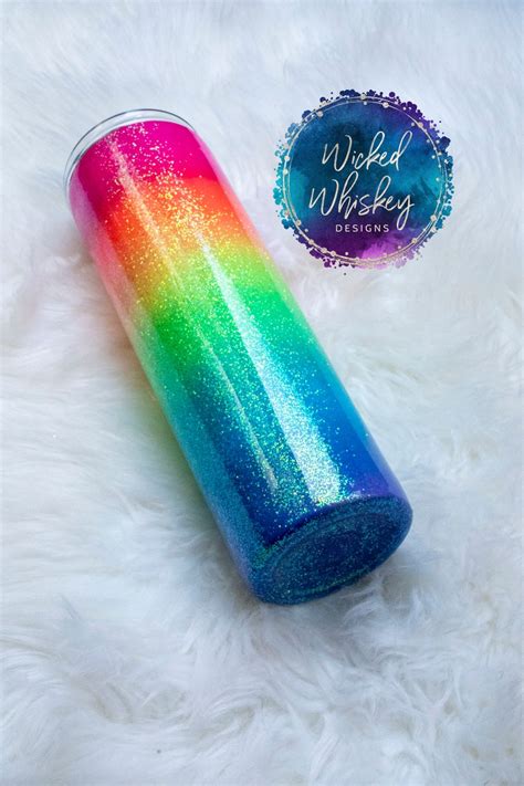 Neon Rainbow Glitter Tumbler Rainbow Glitter Tumbler Etsy