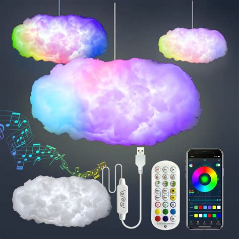 Amazon.com: 3D Big Cloud lightning Light Kit Music Sync Warm White ...