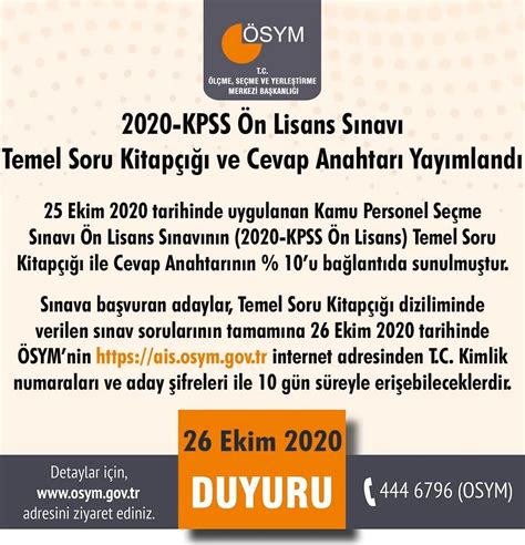 Son Dakİka Haberİ Kpss Soru Ve Cevapları Yayınlandı 2020 Kpss ön