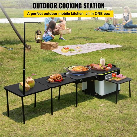 Vevor Outdoor Mobile Kitchen Portable Multifunctional Camp Box With Wheels All In One