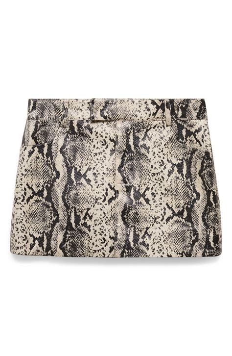 Mango Kourtney Faux Snakeskin Miniskirt White Editorialist